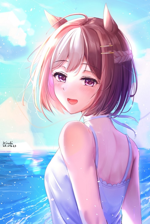 Special Week from Uma Musume Pretty Derby by the sea