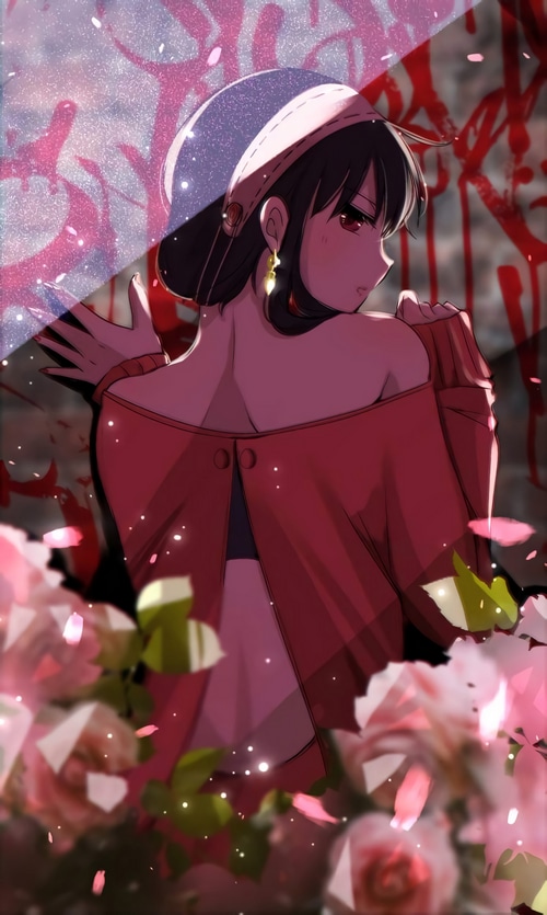 Yor Forger from Spy x Family surrounded by roses
