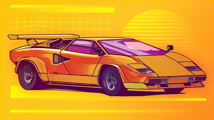 4K Retrowave Lamborghini Countach