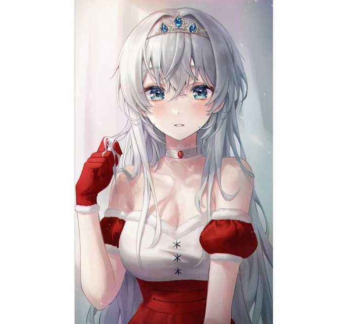 Anime girl with white hair and tiara