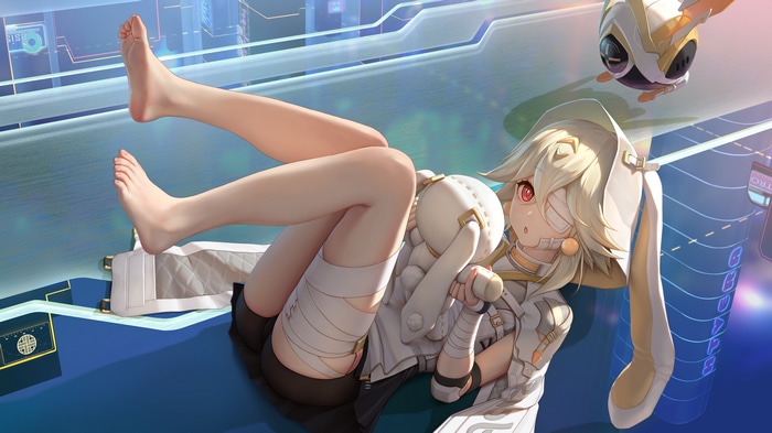 Tower of Fantasy blonde girl with bunny ears and eyepatch