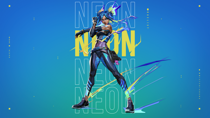 Neon from Valorant with neon text