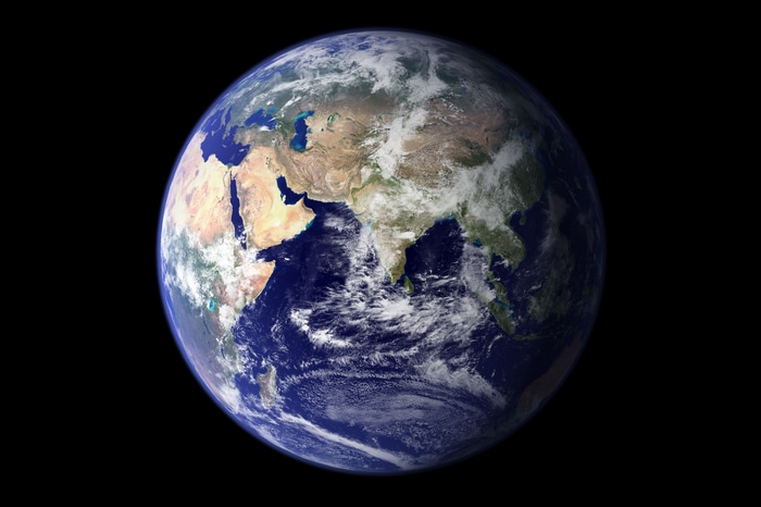 Earth from space showing Asia and Africa