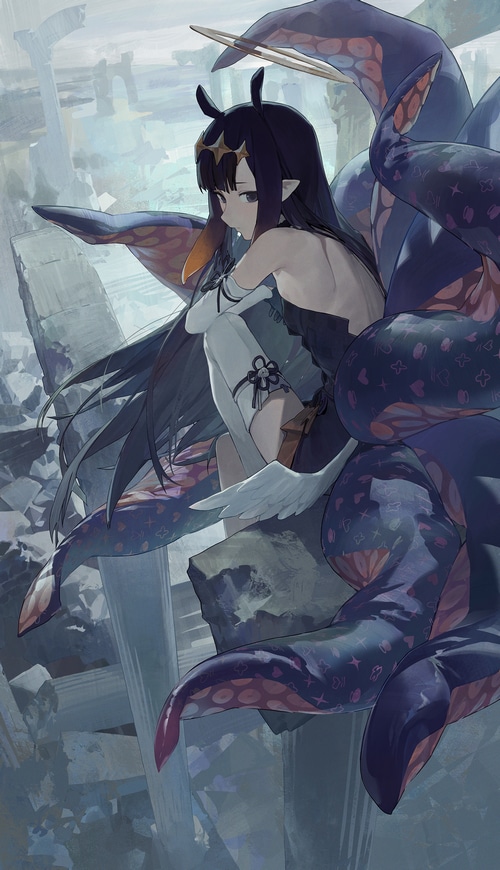 Ninomae Inanis with Tentacles in Ruins