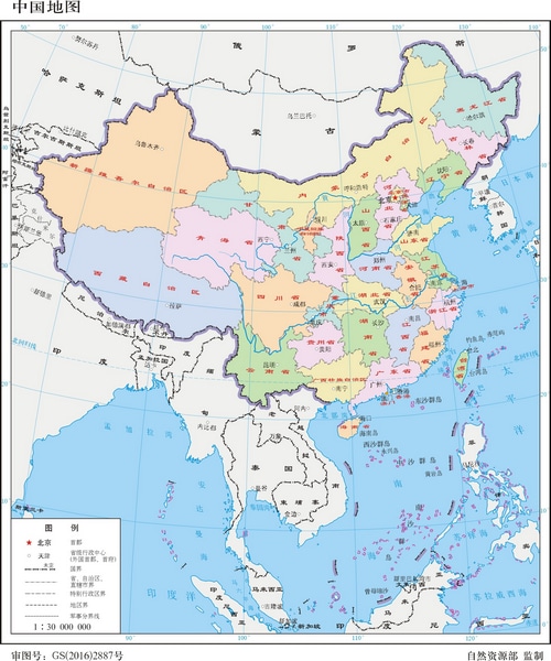 Map of China showing provinces and administrative divisions