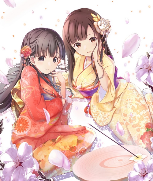 Kobayakawa Sae and Yukari Mizumoto in kimonos