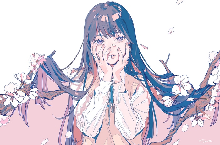 4K anime girl with cherry blossoms
