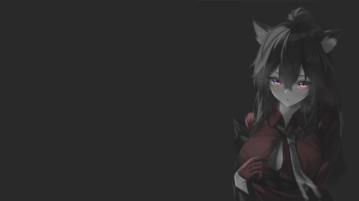 4K Anime Girl with Wolf Ears and Red Outfit