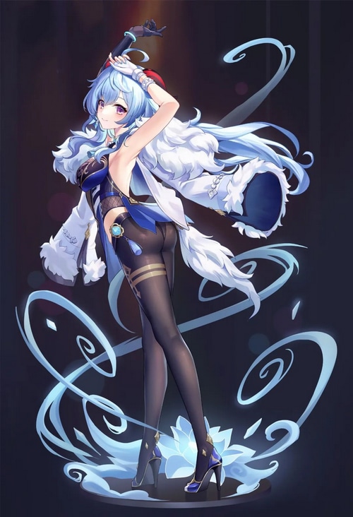 Genshin Impact Ganyu standing with blue ice effects