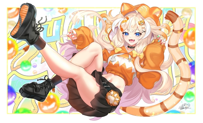 Virtual YouTuber Nez-Box with Tiger Tail and Ears