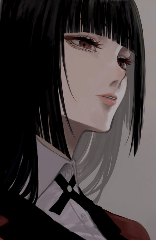 Jabami Yumeko with bangs and red eyes