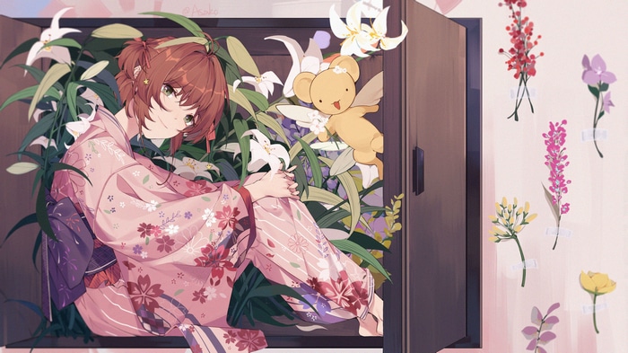 Sakura Kinomoto in a Kimono with Kero