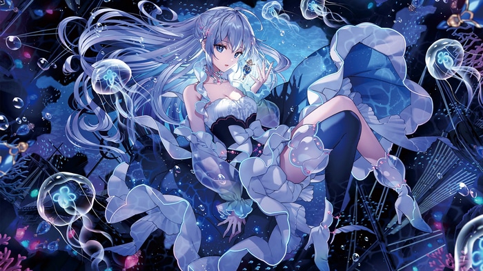 4K Anime Girl with Jellyfish