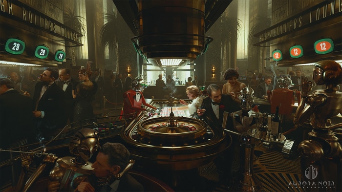 Art Deco Casino with Robots and People