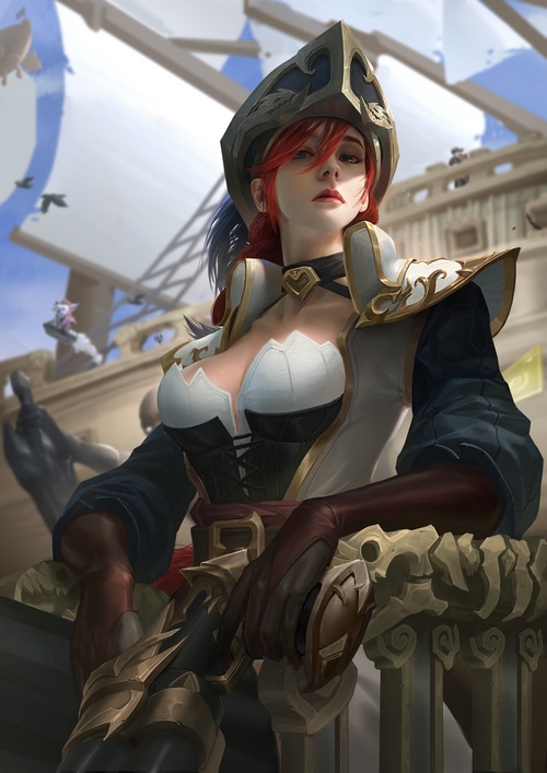 Miss Fortune from League of Legends on a pirate ship