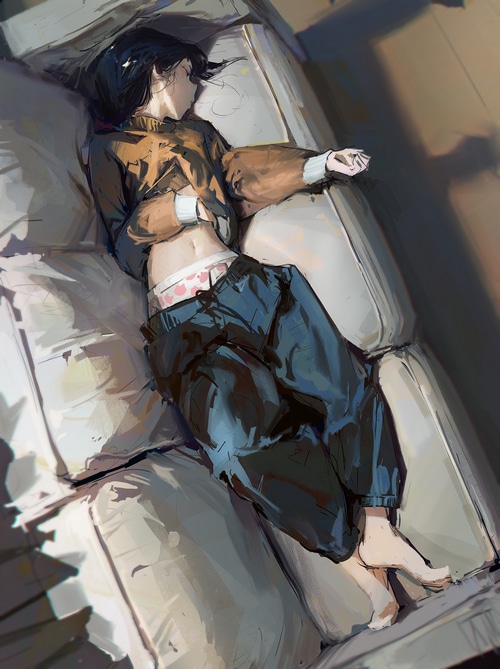 Person sleeping on a couch