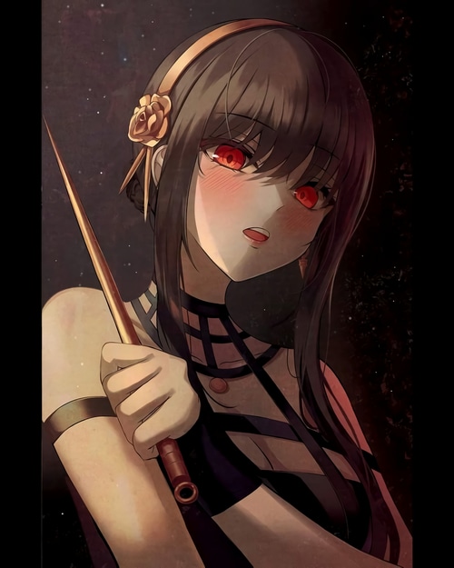 Yor Forger from Spy x Family holding a weapon