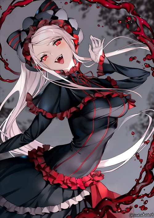Shalltear Bloodfallen from Overlord with red eyes
