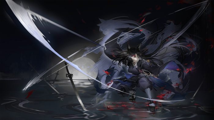 Saga with Katana and Wolf Spirit