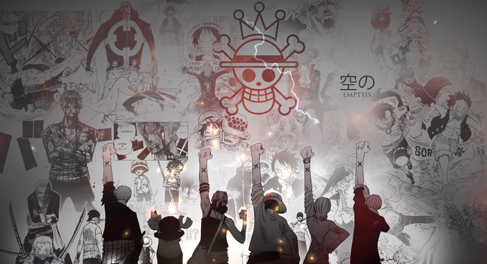 One Piece Manga Collage with Straw Hat Pirates