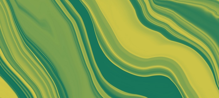 Abstract fluid lines in green and yellow