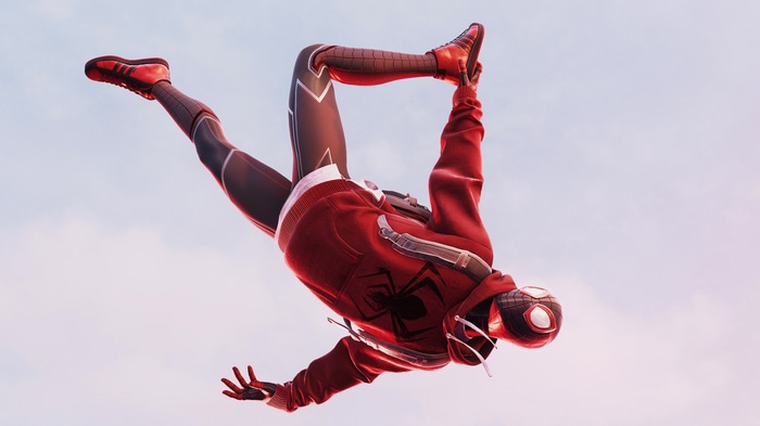 4K Spiderman Miles Morales in the Sky