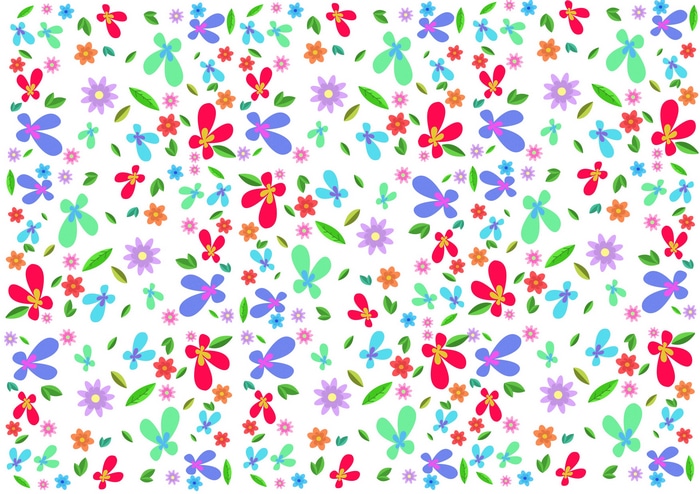 Colorful floral pattern with leaves