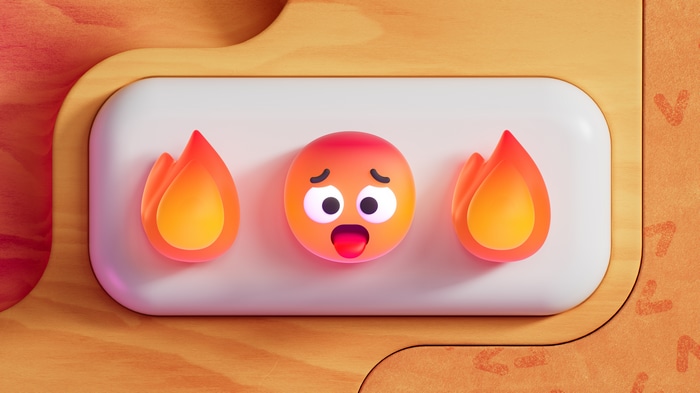 4K emoji with flames