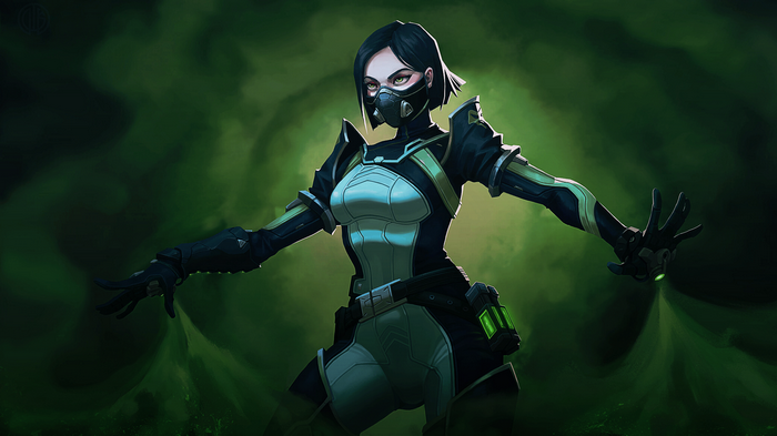 Valorant Viper in a dark suit with green accents