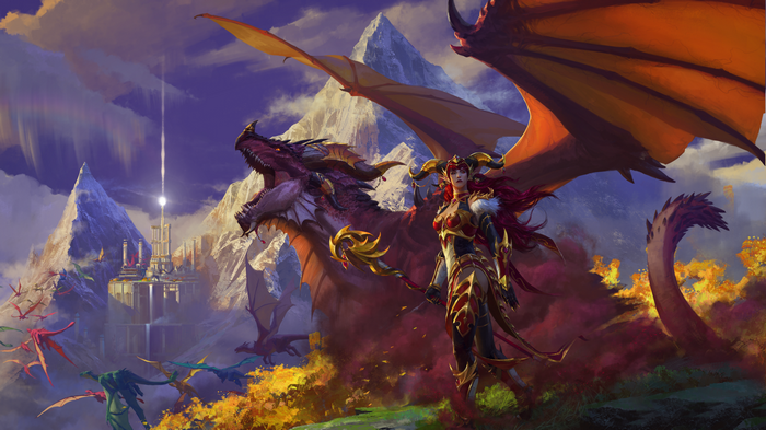 Alexstrasza and dragons in World of Warcraft