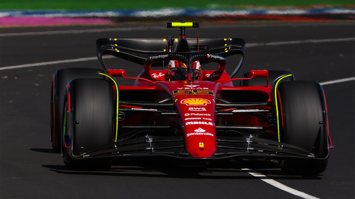 Carlos Sainz Jr. driving a Ferrari F1 car
