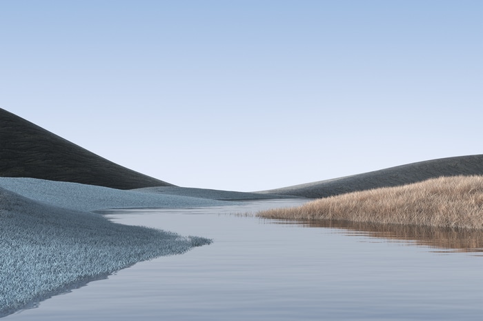 Windows 10 Landscape with Hills and Water