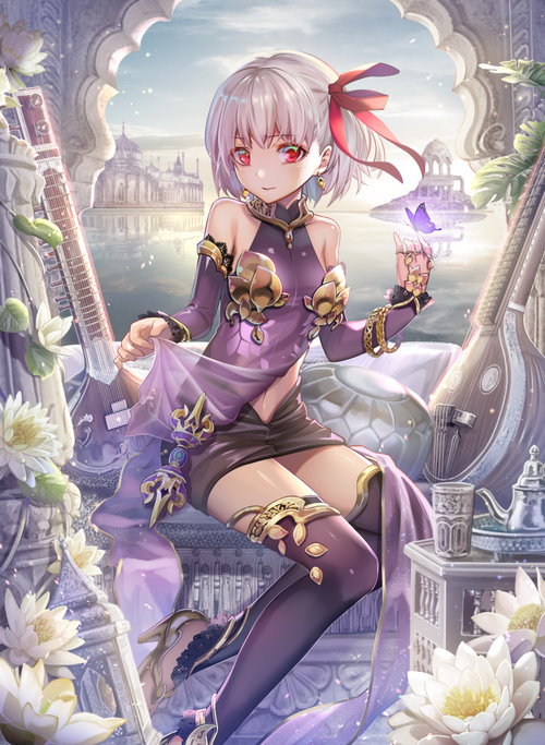 Kama from Fate/Grand Order with a butterfly
