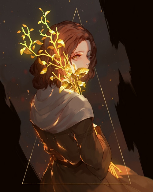 Melina from Elden Ring holding golden branches