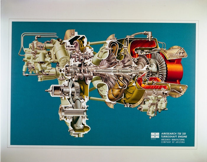 Airesearch TSE 231 Turboshaft Engine Cutaway