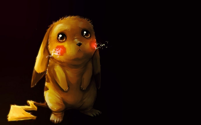 Pikachu with glowing cheeks and tail