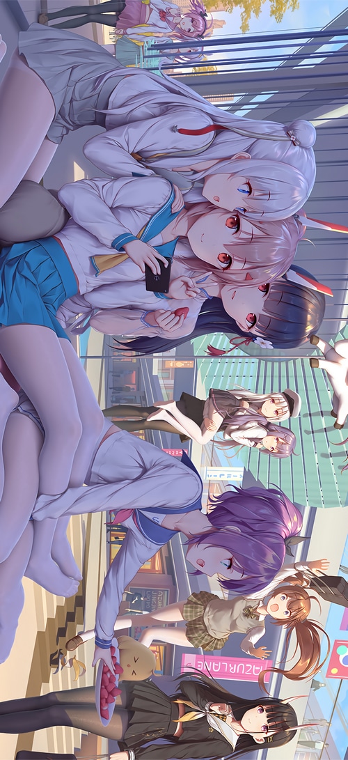 Group of anime girls in school uniforms