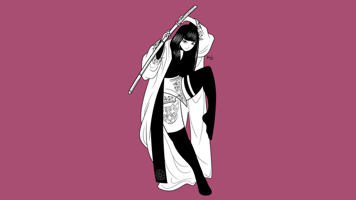 Woman with Katana in Kimono