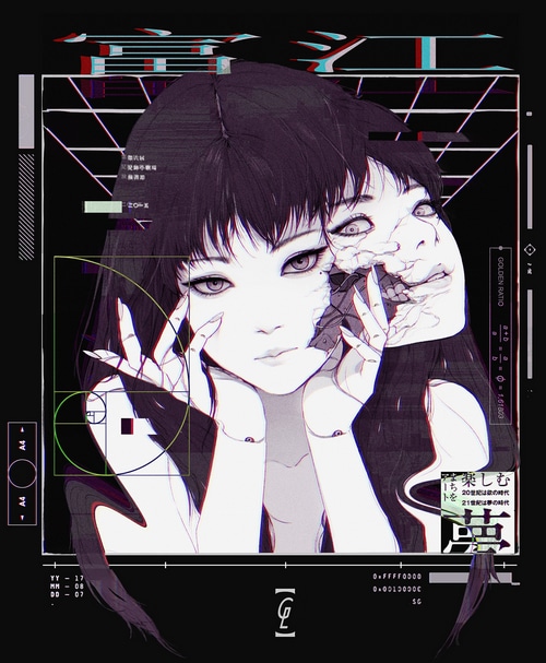Tomie Kawakami Anime Art with Golden Ratio