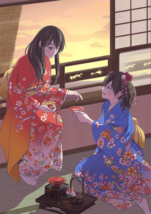 Kantai Collection Akagi and Kaga in Kimonos