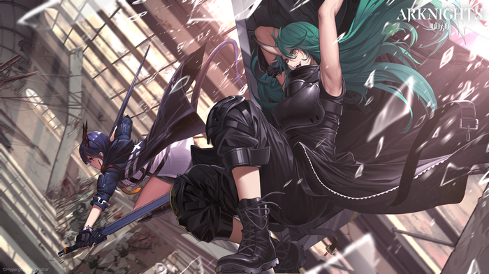 Arknights: Chen and Hoshiguma in battle