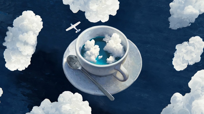 Cup with clouds and airplane by RHADS