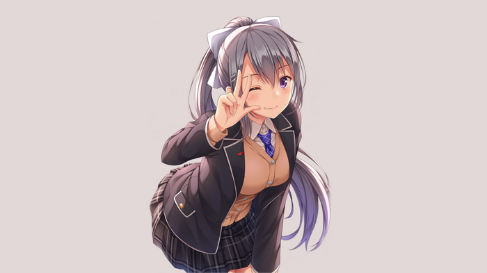 Higuchi Kaede in School Uniform with Gray Hair