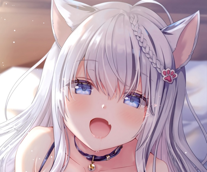 4K Cat Girl with Blue Eyes