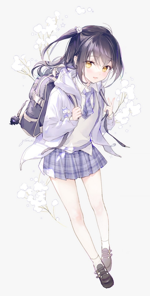 Artwork of a girl in a school uniform by Gomzi