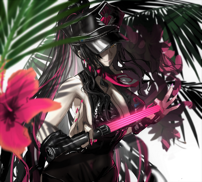 Kiara Sesshouin from Fate/Grand Order holding a pink weapon