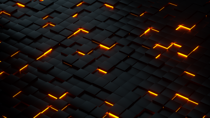 4K Abstract 3D Blocks with Orange Glow
