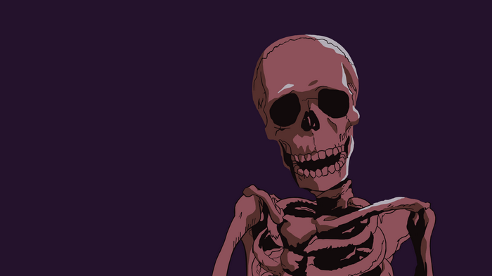 Skeleton from Berserk on a purple background