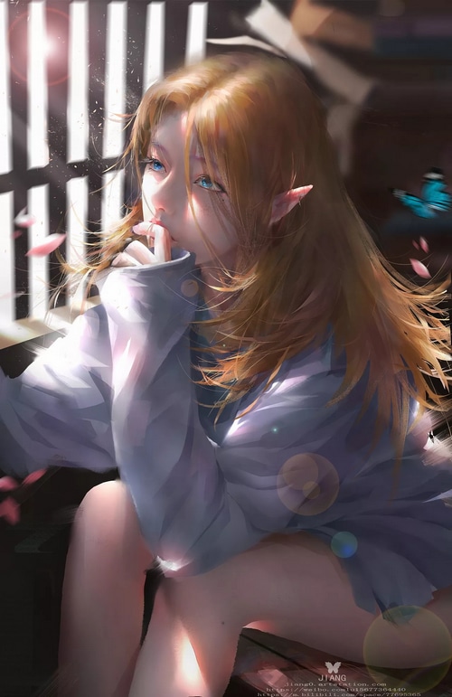 Fantasy girl with blonde hair and blue eyes