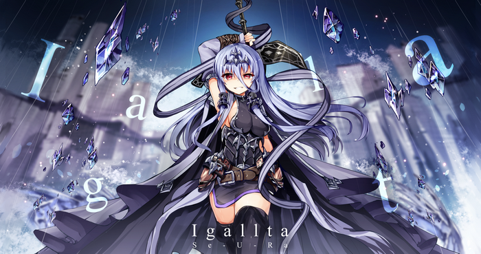 Igallta anime girl with scythe and crystals